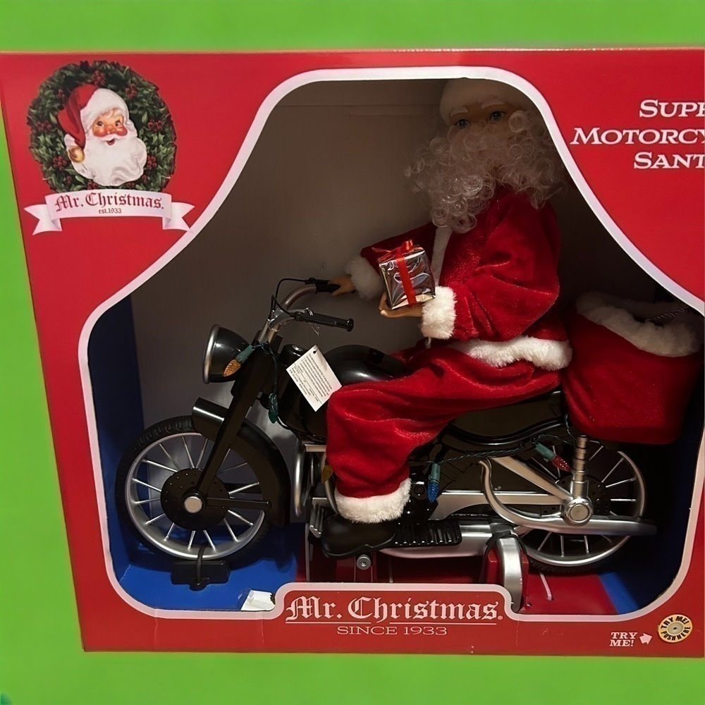 Mr. Christmas Super Motorcycle Santa Clause NEW Animated LED Musical Decoration